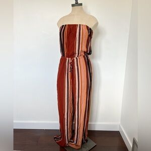 American Eagle | AE Strapless Striped Wide Leg Jumpsuit